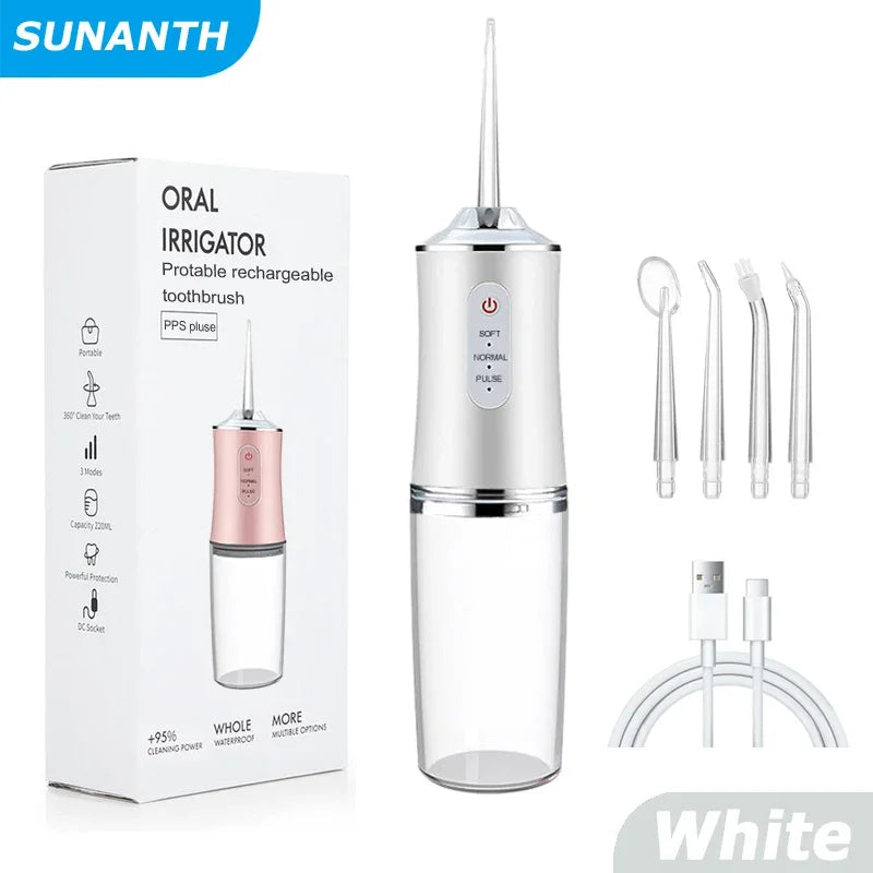 Cordless Water Flosser – 3 Modes, 220ml Tank, Rechargeable Oral Irrigator