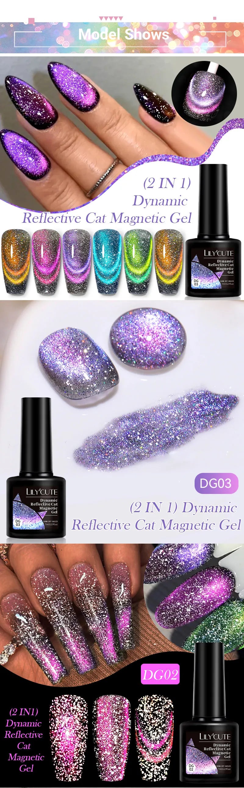 Magnetic Glitter Gel Nail Polish – UV/LED Cat Eye Effect