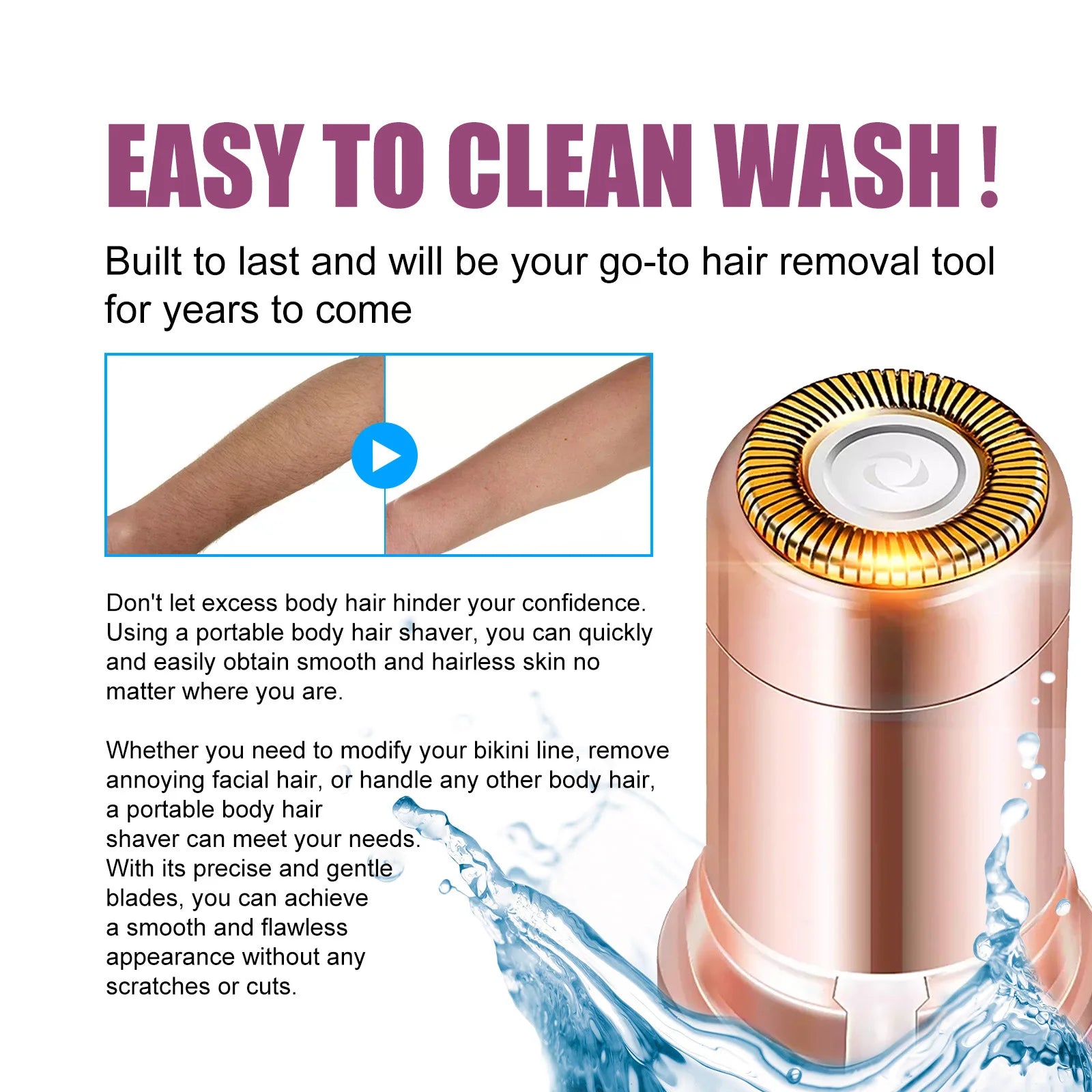 Painless Electric Facial Hair Remover – Eyebrow, Lip & Bikini Trimmer for Women