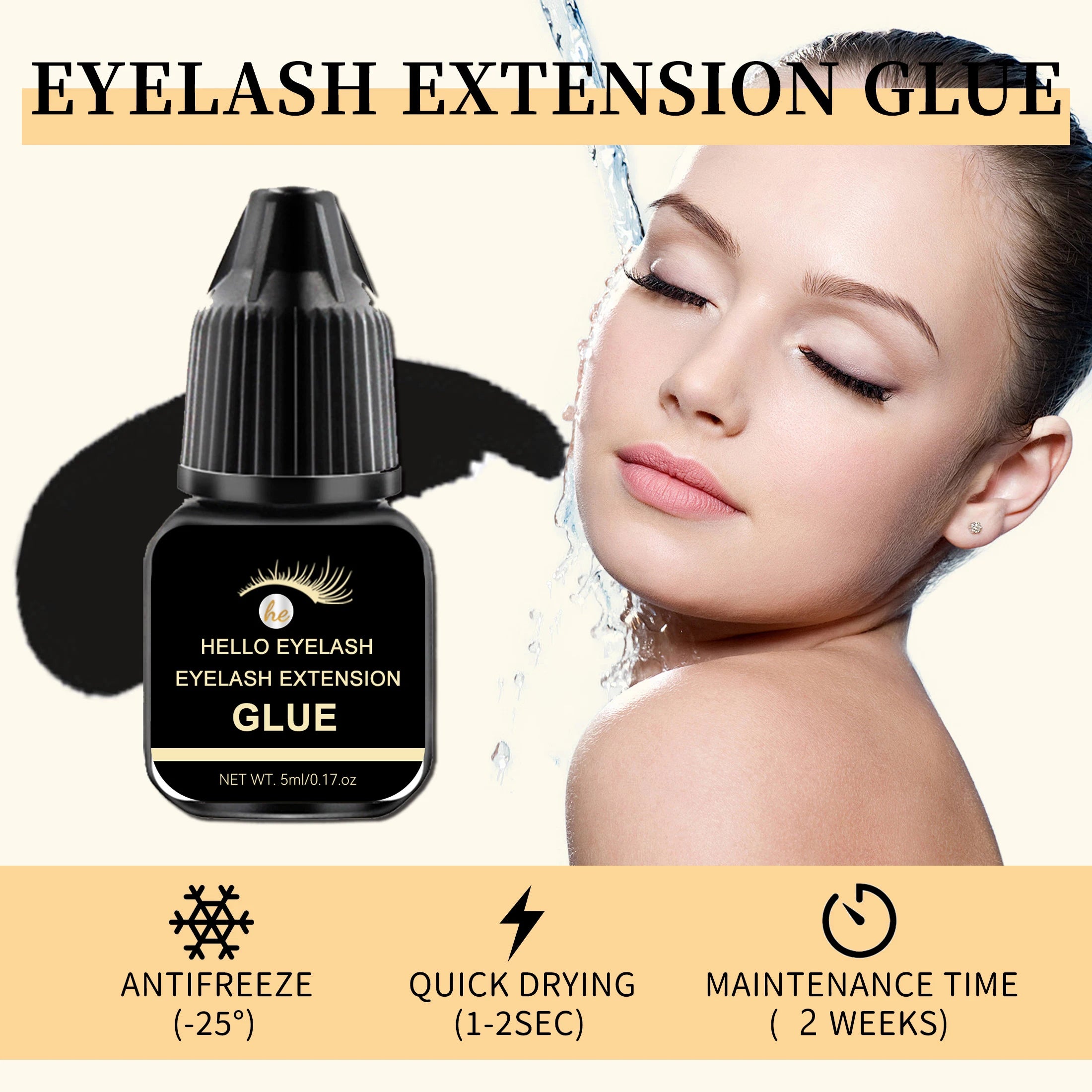 Fast-Drying Lash Extension Glue – 7–14 Day Hold, Low Odor