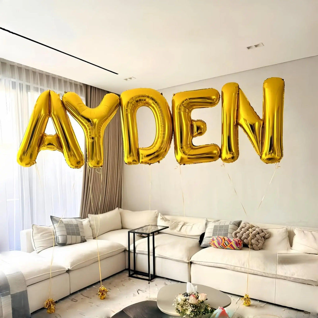 Large Gold Foil Letter Balloons – A-Z Party Decoration