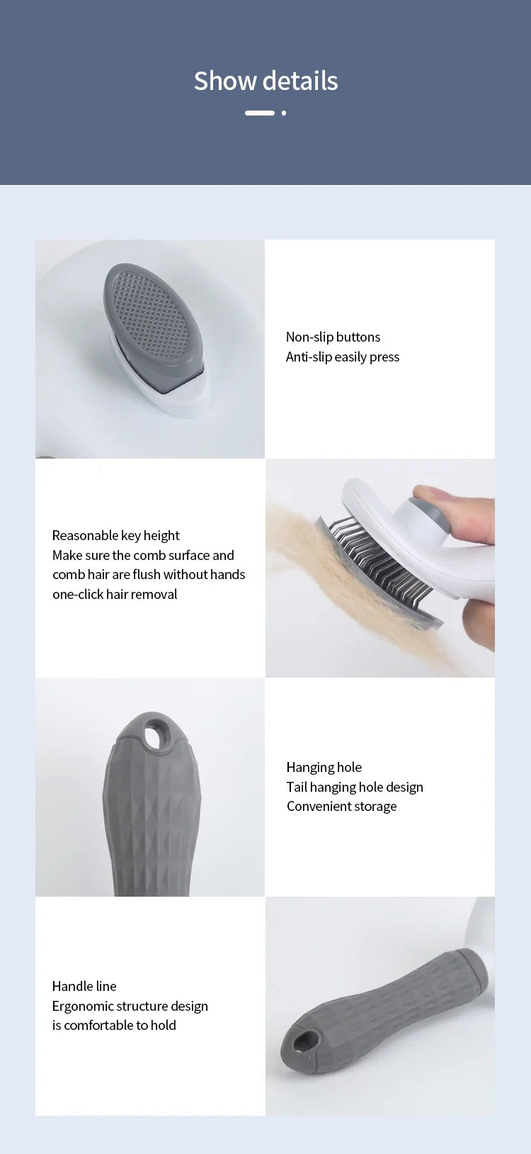 Stainless Steel Pet Grooming Comb – Long Hair Cat & Dog