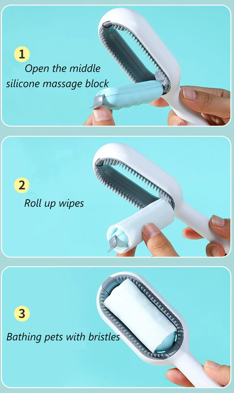 Pet Hair Removal Comb with Wipes – Grooming Brush