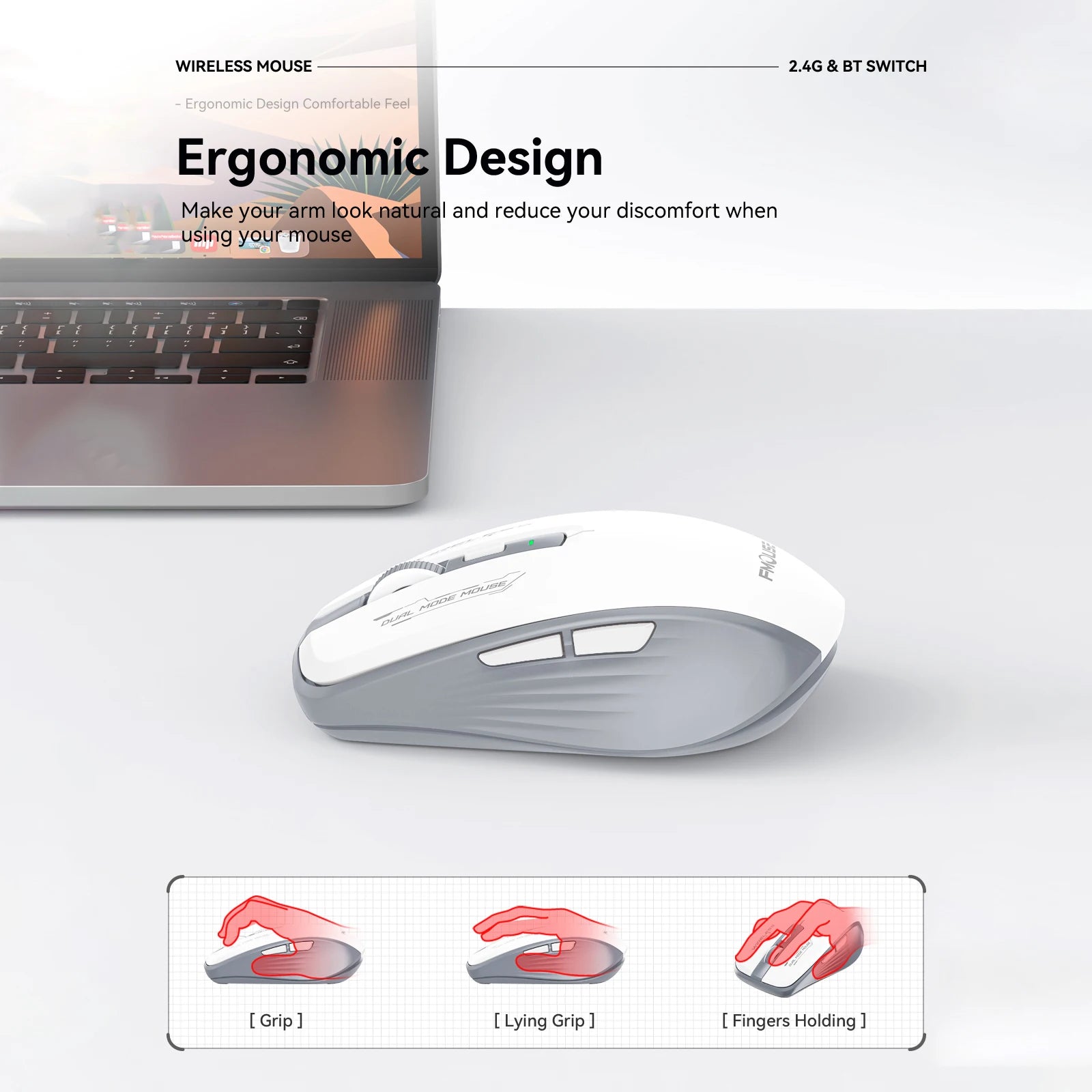 Dual-Mode Wireless Mouse – Bluetooth 5.1 + 2.4G, Silent