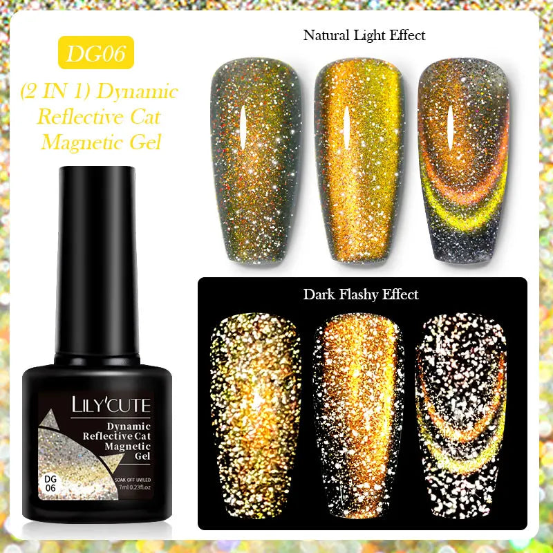 Magnetic Glitter Gel Nail Polish – UV/LED Cat Eye Effect