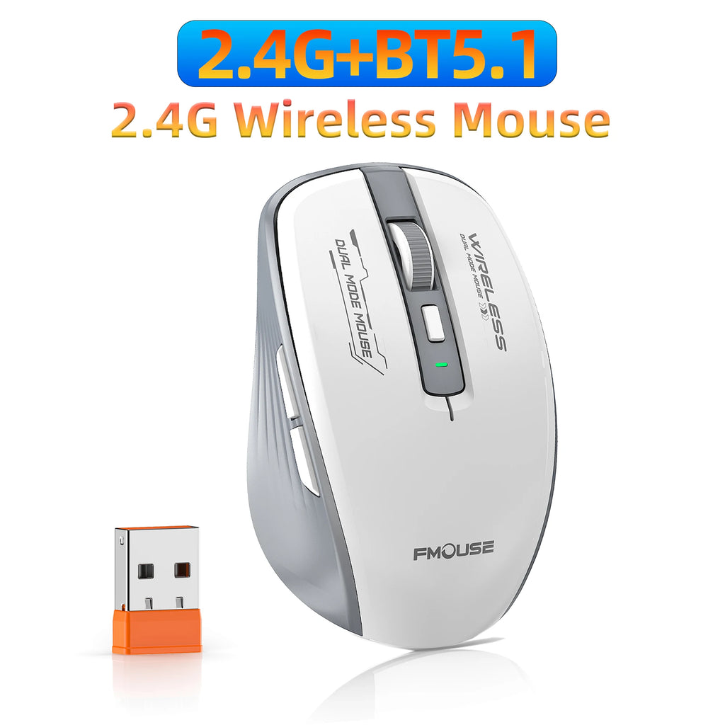 Dual-Mode Wireless Mouse – Bluetooth 5.1 + 2.4G, Silent
