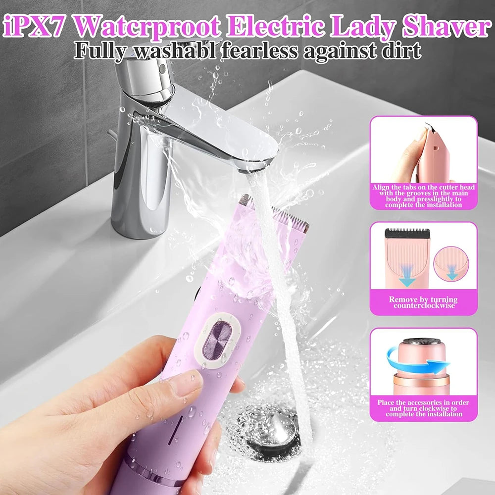 Women's Electric Body Trimmer – Waterproof, Dual Head, Painless Hair Removal