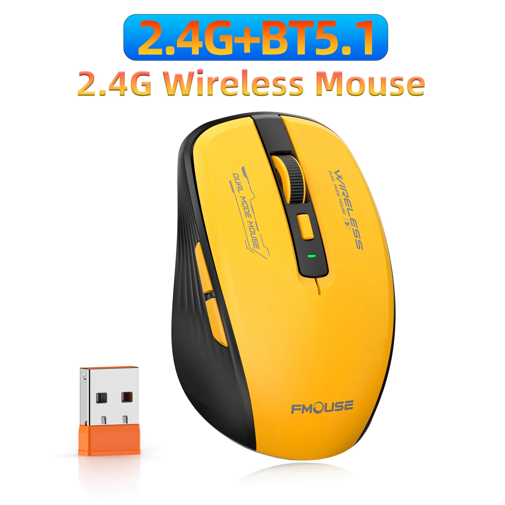 Dual-Mode Wireless Mouse – Bluetooth 5.1 + 2.4G, Silent