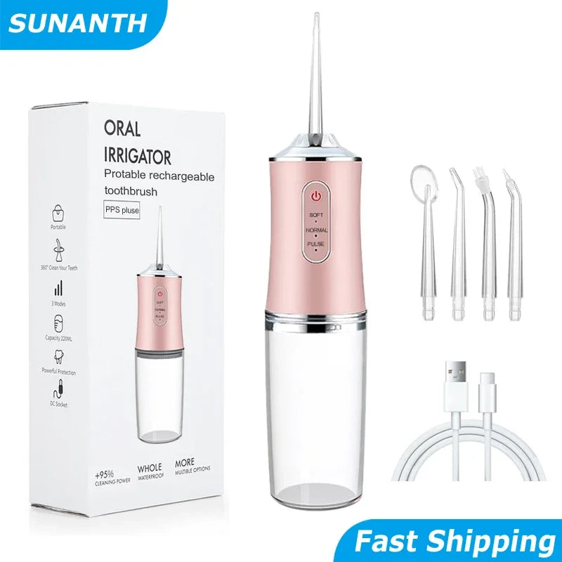 Cordless Water Flosser – 3 Modes, 220ml Tank, Rechargeable Oral Irrigator