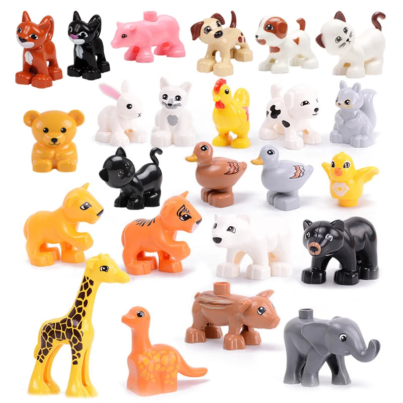 Farm Animal Building Blocks Set – Cat, Dog, Pig & Rabbit