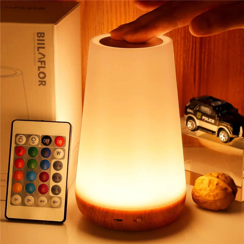 RGB Color-Changing Night Light – Touch & Remote Control, USB Rechargeable