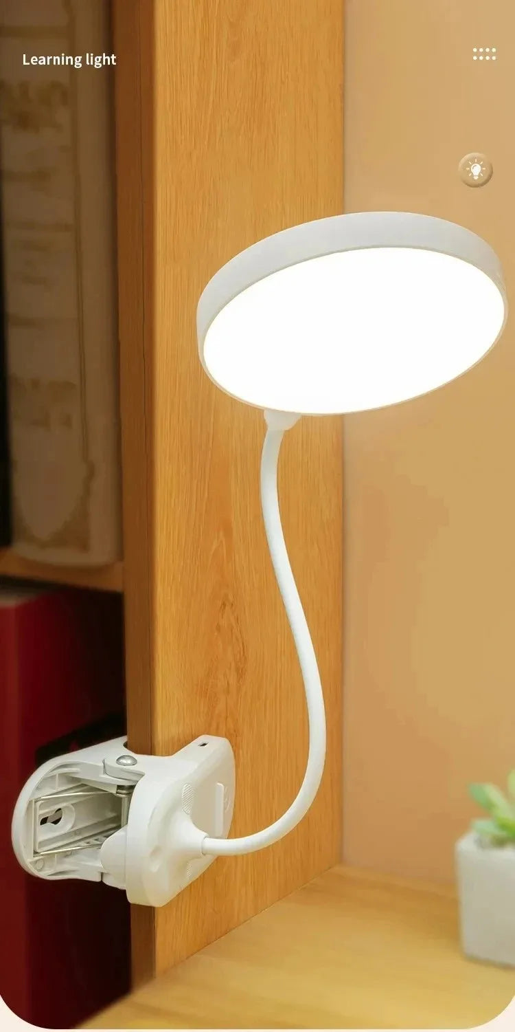 LED Clamp Desk Lamp – USB Rechargeable, 3 Lighting Modes, Flexible Neck