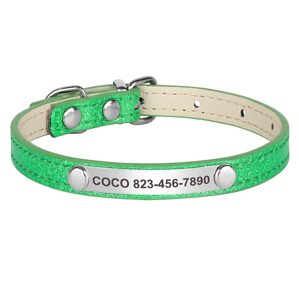Custom Engraved Cat Collar – Personalized Leather ID Tag