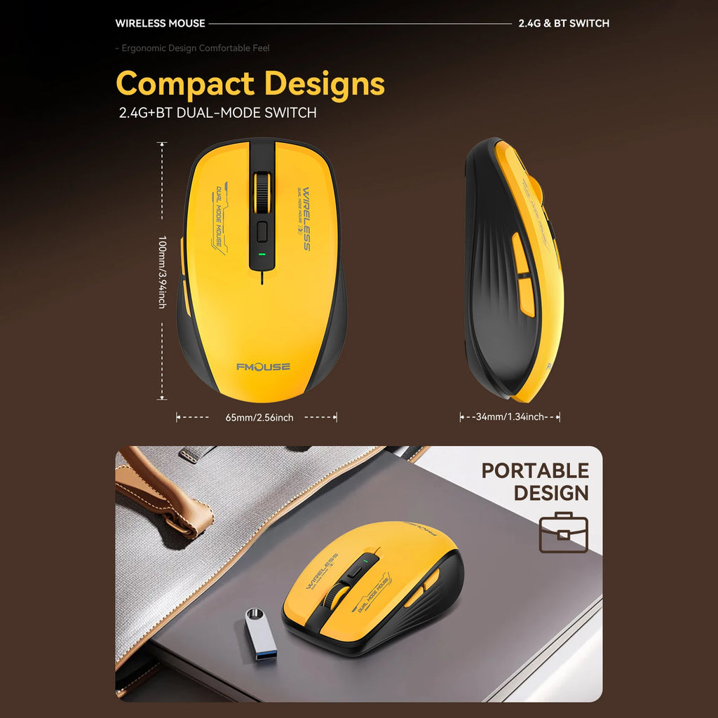 Dual-Mode Wireless Mouse – Bluetooth 5.1 + 2.4G, Silent