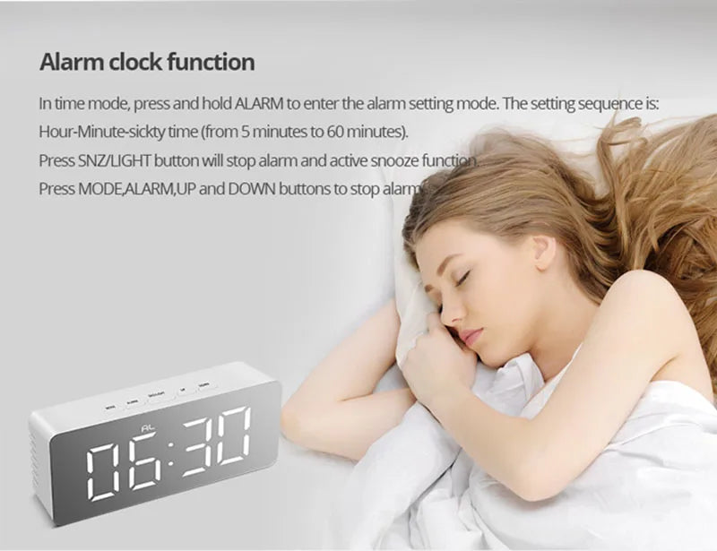 LED Digital Alarm Clock – Temperature Display for Bedroom