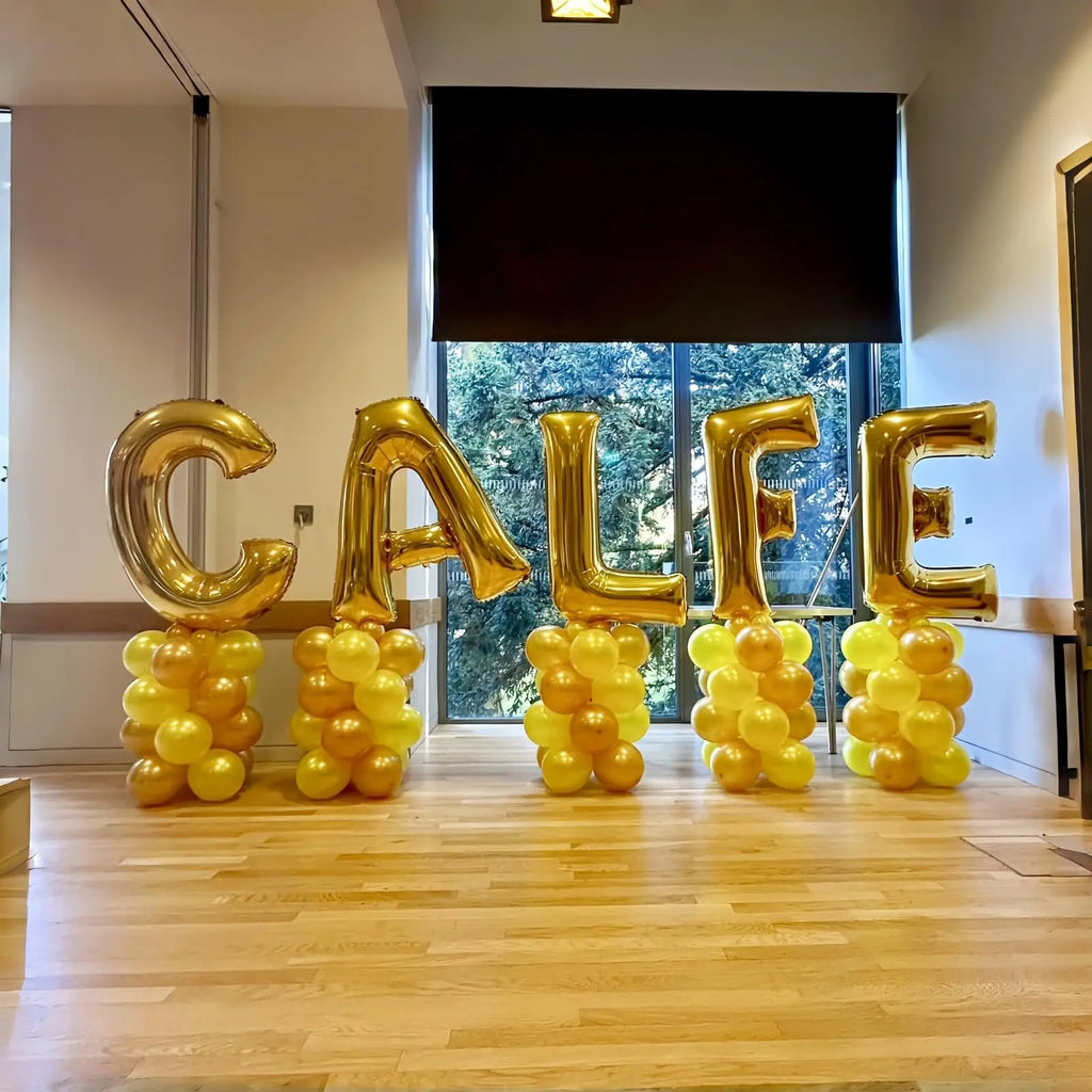 Large Gold Foil Letter Balloons – A-Z Party Decoration