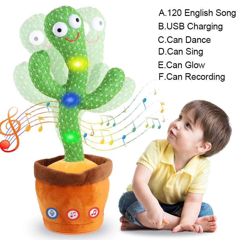 Dancing Cactus Plush Toy – 120 Songs, Voice Repeat & Built-In Speaker