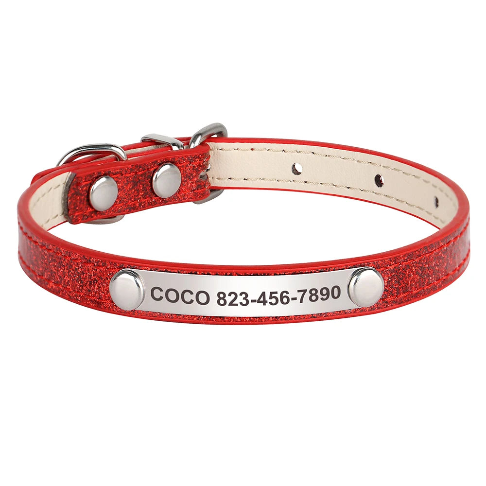 Custom Engraved Cat Collar – Personalized Leather ID Tag