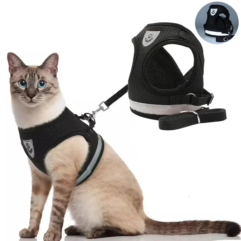 Escape-Proof Cat Harness – Reflective Vest with Leash