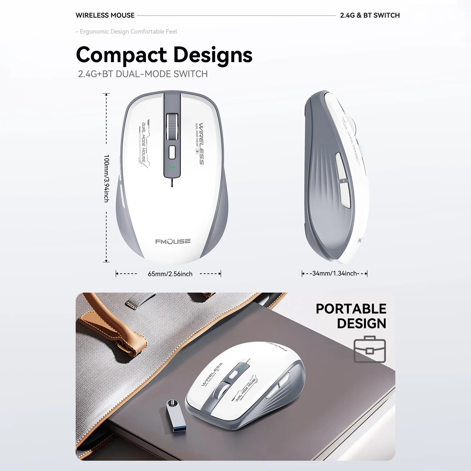 Dual-Mode Wireless Mouse – Bluetooth 5.1 + 2.4G, Silent