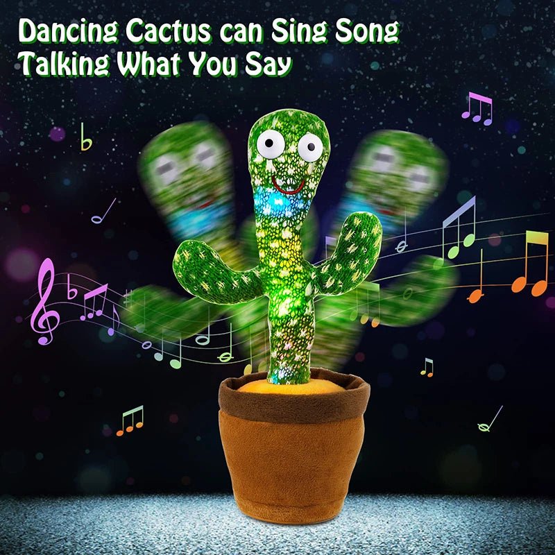 Dancing Cactus Plush Toy – 120 Songs, Voice Repeat & Built-In Speaker