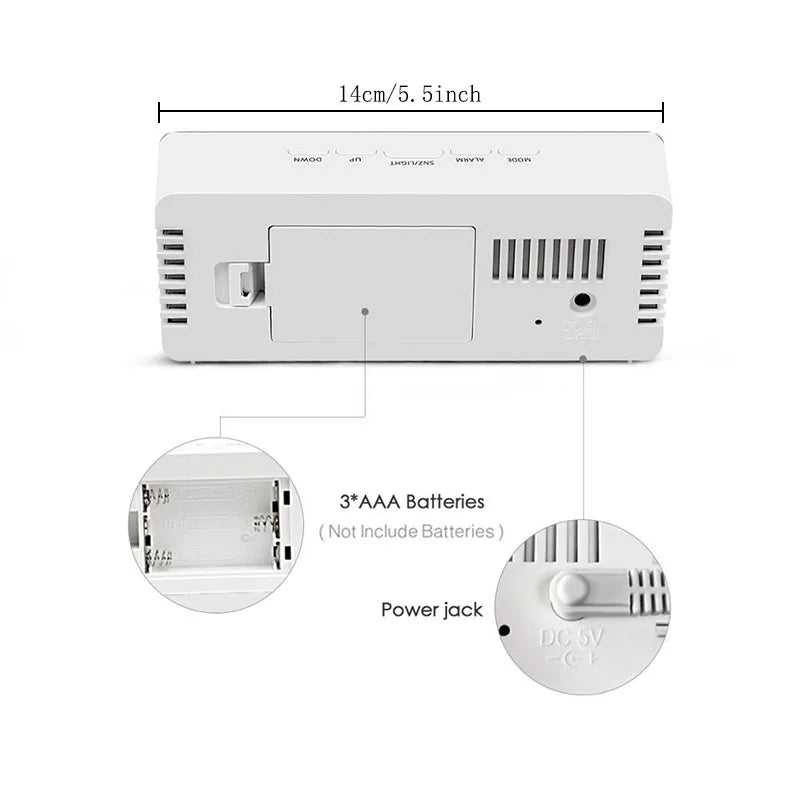 LED Digital Alarm Clock – Temperature Display for Bedroom