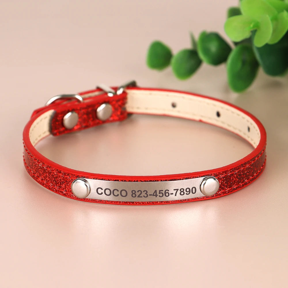 Custom Engraved Cat Collar – Personalized Leather ID Tag