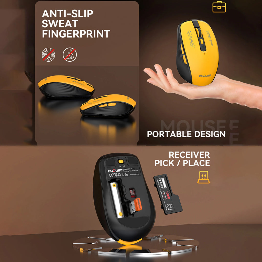 Dual-Mode Wireless Mouse – Bluetooth 5.1 + 2.4G, Silent