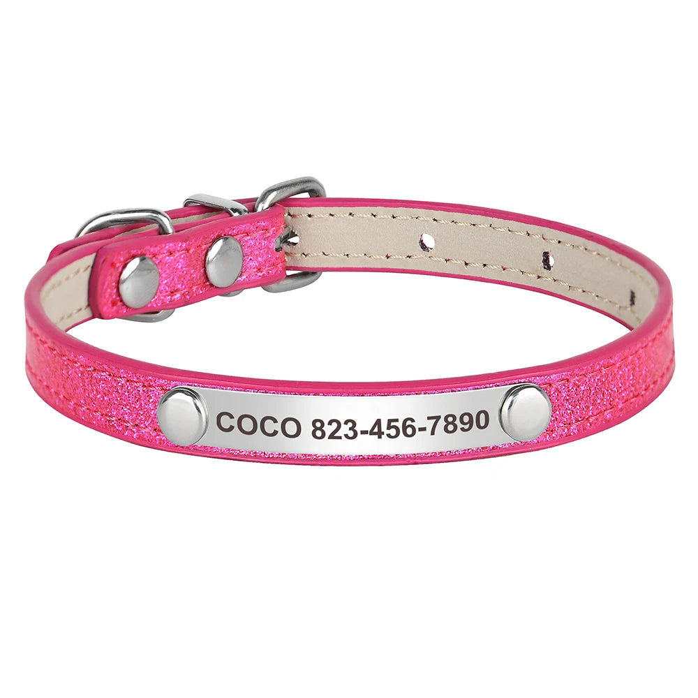 Custom Engraved Cat Collar – Personalized Leather ID Tag