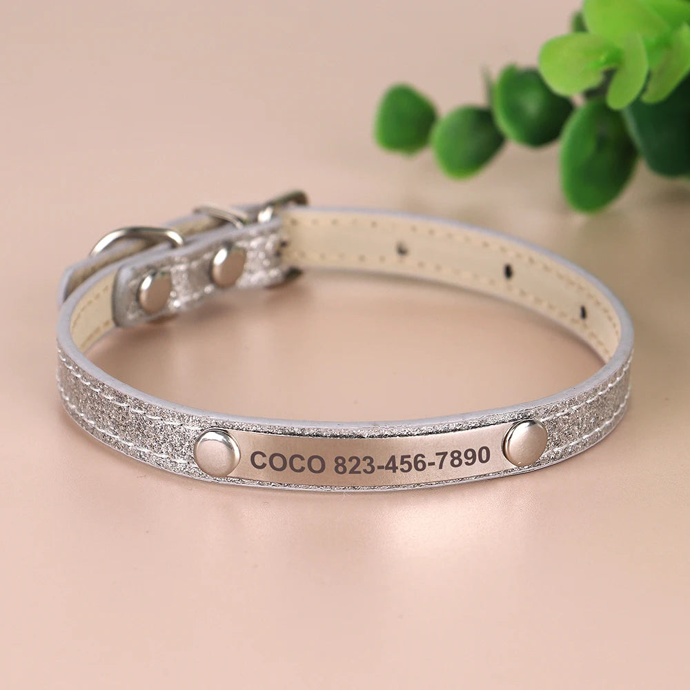 Custom Engraved Cat Collar – Personalized Leather ID Tag