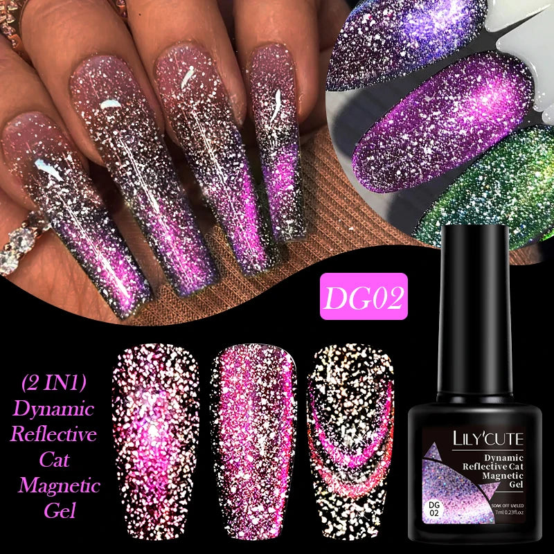 Magnetic Glitter Gel Nail Polish – UV/LED Cat Eye Effect