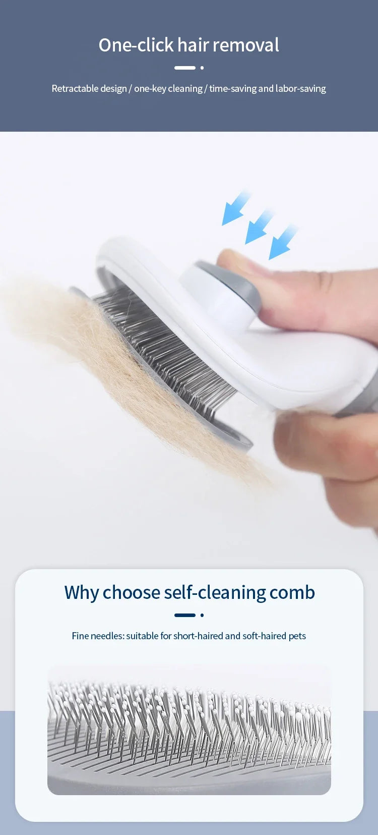 Stainless Steel Pet Grooming Comb – Long Hair Cat & Dog