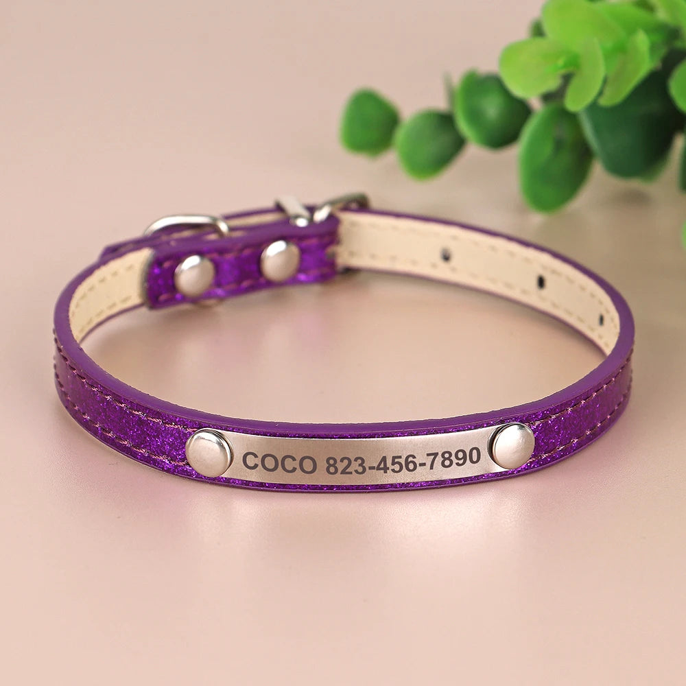 Custom Engraved Cat Collar – Personalized Leather ID Tag