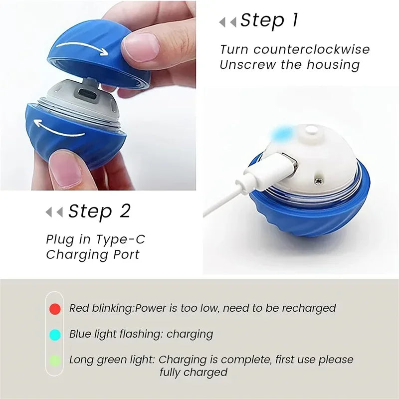Auto-Moving Bounce Ball — USB Rechargeable Pet Toy