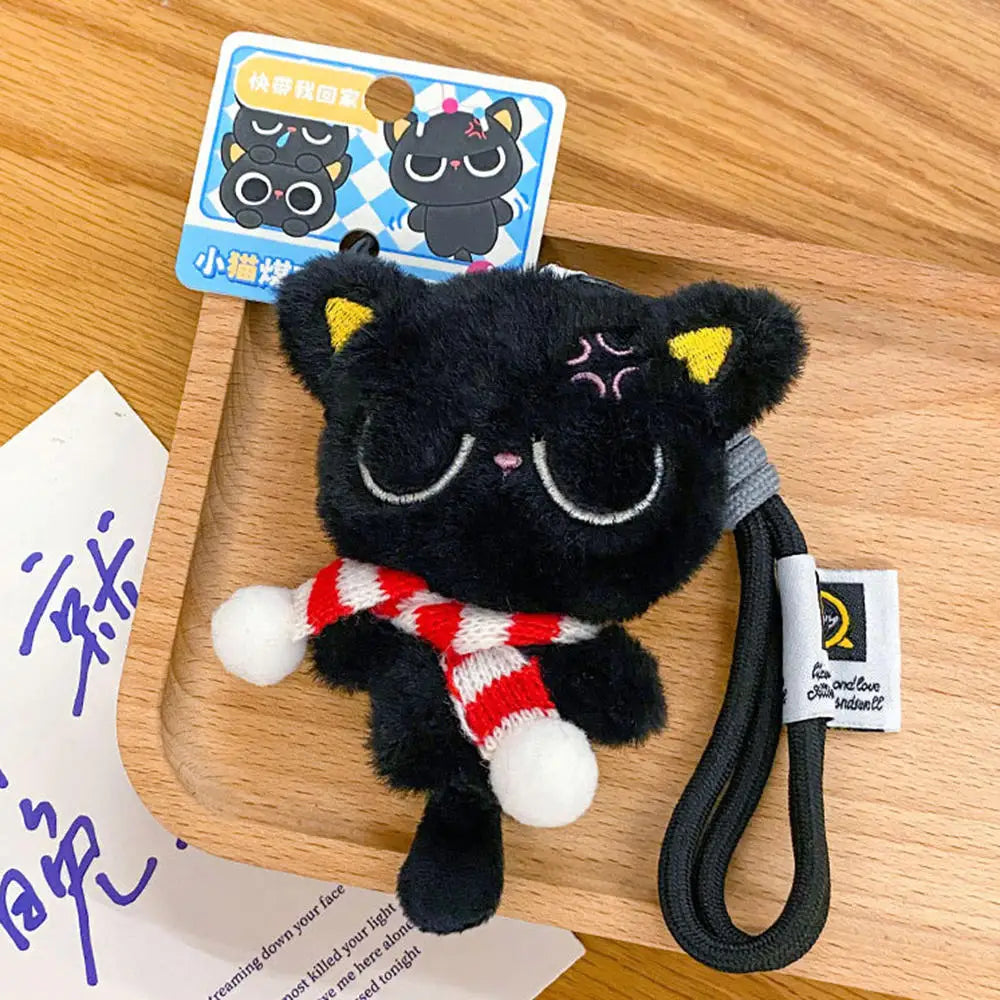 Black Cat Plush Keychain – Cute Kitten Charm Gift