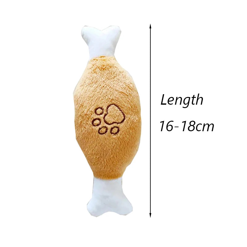 Squeaky Plush Dog Toy – French Bulldog Chew Drumstick